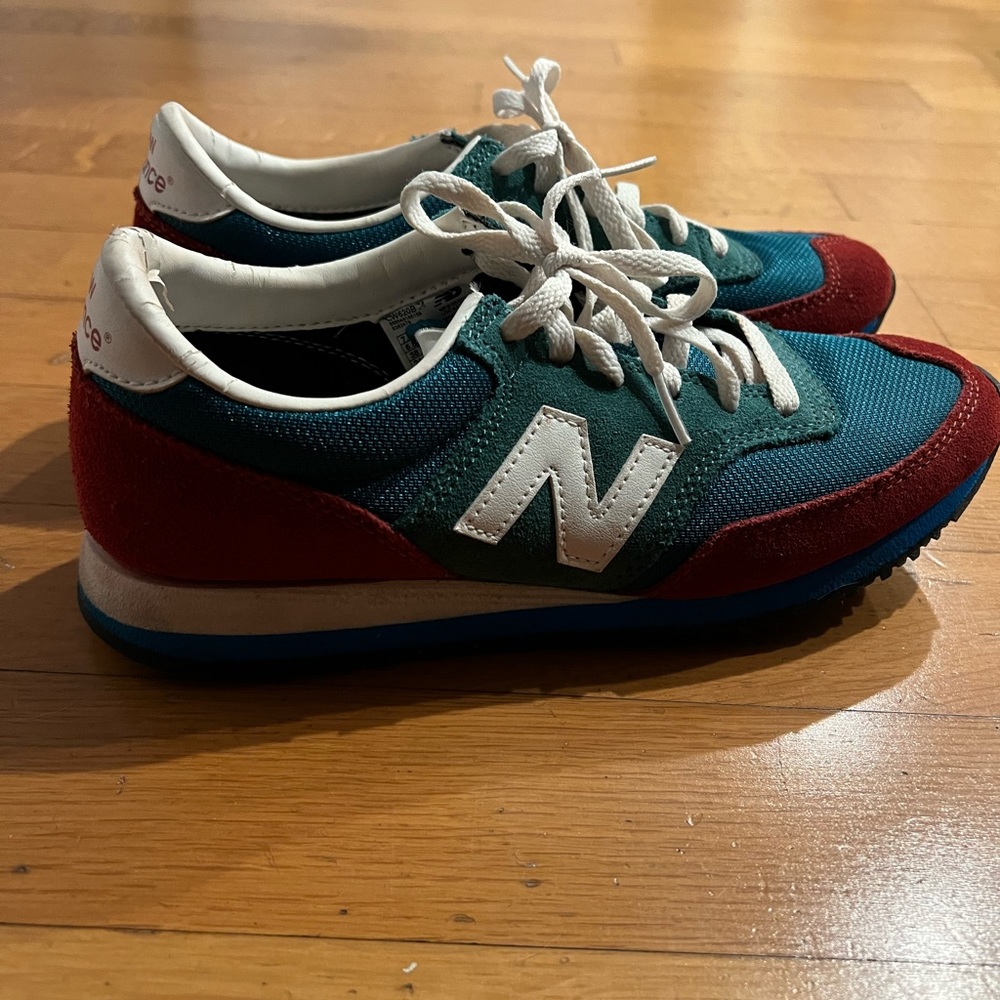 Green & maroon new balance sneakers